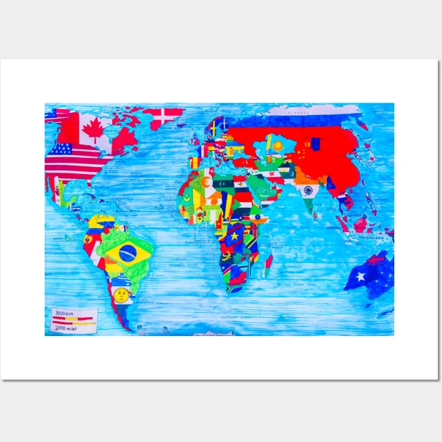 Map of the World with Flags Wall Art by Ideacircus